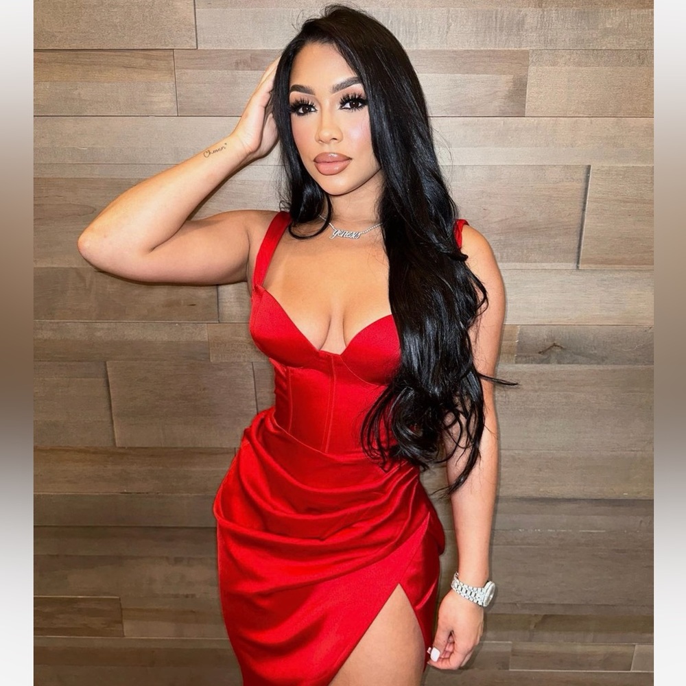 Miss Circle Red Satin Dress BNWT